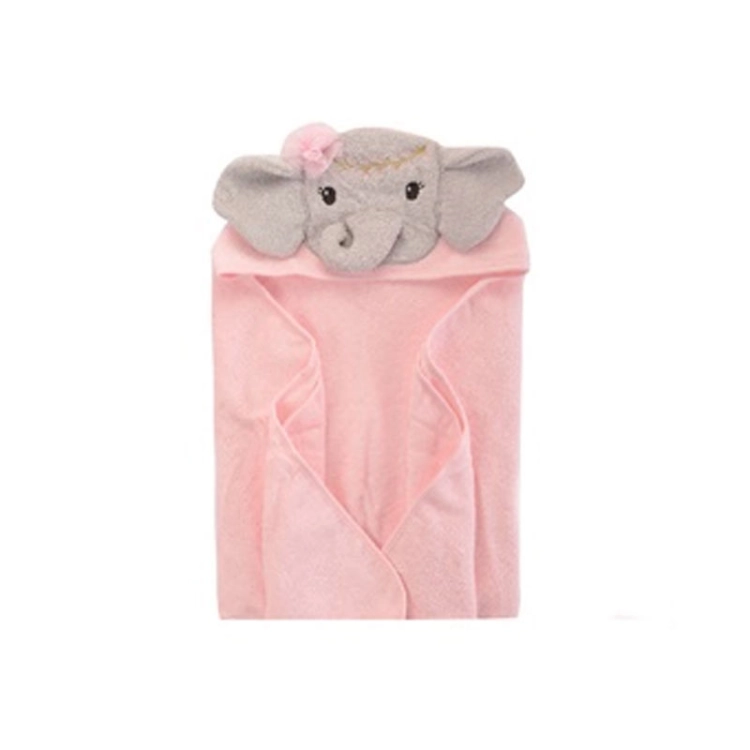 صورة منشفة أطفال على شكل الفيل الوردي (مع التطريز الاسم)