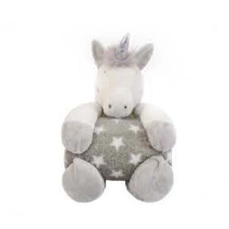 Picture of Grey Kids Blanket With Unicorn Doll (With Name Embroidery Option)