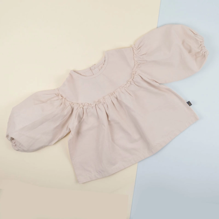 Picture of Beige Full Sleeves Puffy Dress For Baby