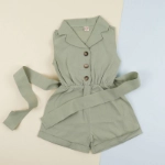 Picture of Green Sleeveless Dress With Buttons For Girls (With Name Printing Option)