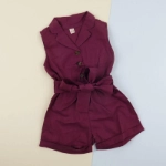Picture of Maroon Sleeveless Dress With Buttons For Girls (With Name Printing Option)