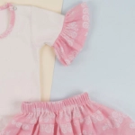Picture of Set Of Two White And Pink Gergean Suit For Girls (With Name Embroidery)