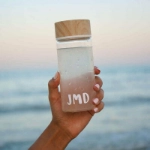 Picture of Icon Wooden Cap Transparent Water Bottle (With Alphabet Printing)