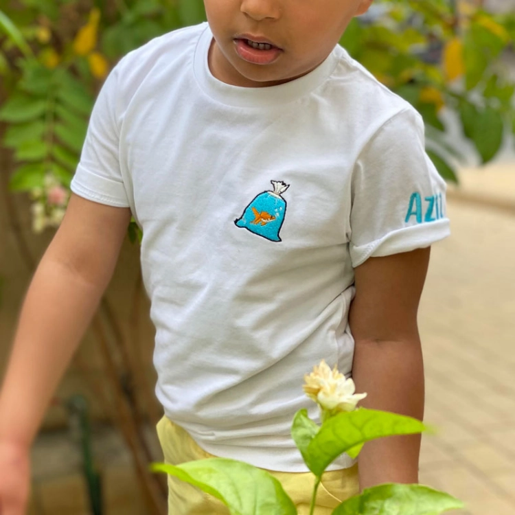 Picture of Goldfish Design Slim Fit T-Shirt For Kids (With Name Embroidery)