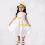 Picture of White And Yellow Sleeveless Summer Dress For Girls