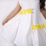 Picture of White And Yellow Sleeveless Summer Dress For Girls