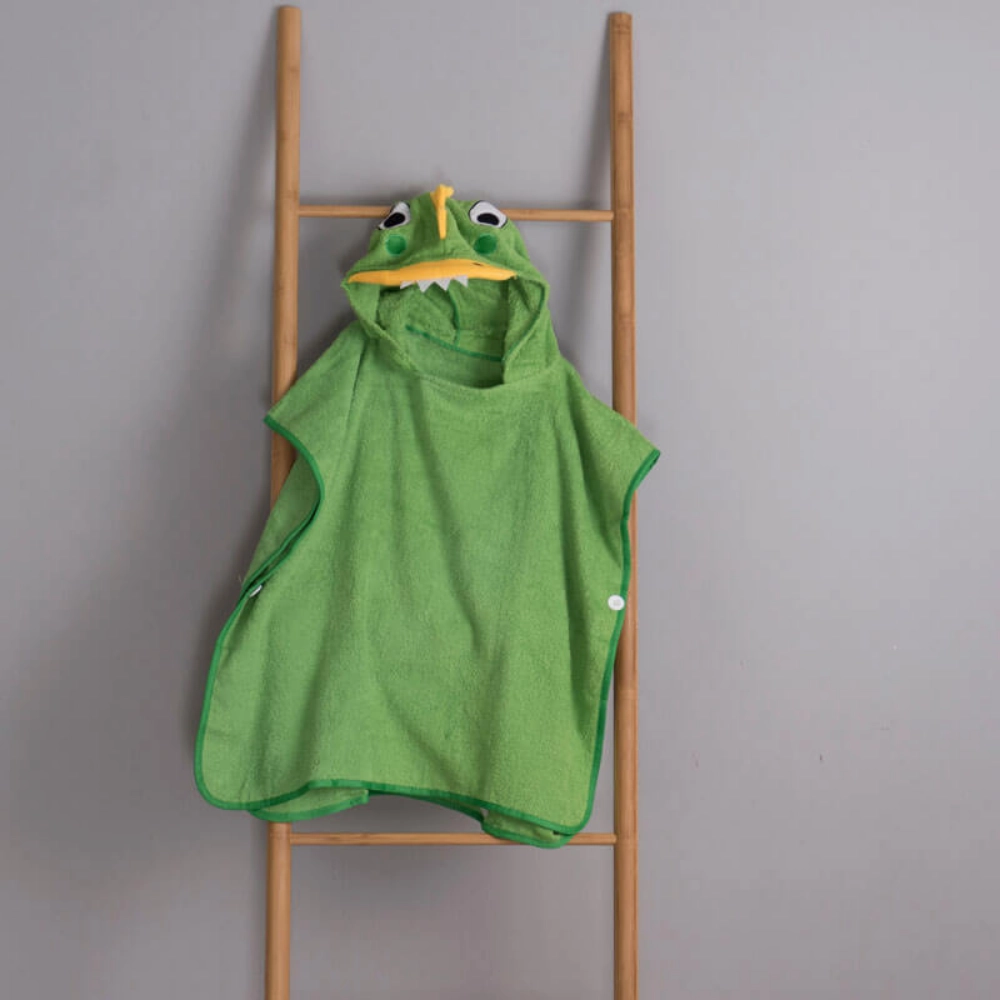 Picture of Green Lizard Bath Towel With Hoody For Babies (With Name Embroidery Option)