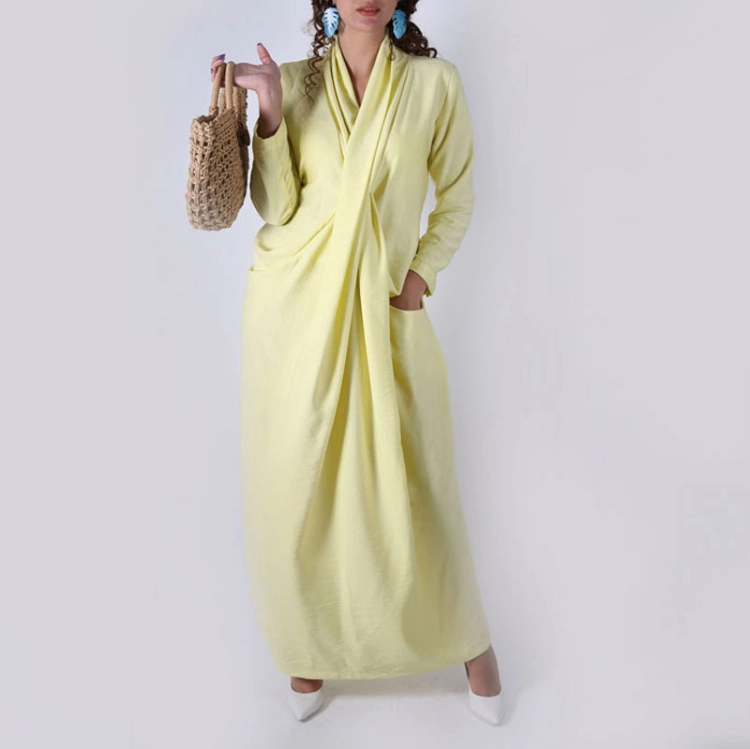 Picture of Pastel Yellow Summer Dress For Women