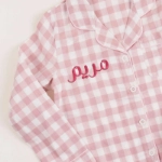 Picture of Pink Checkered Pajama Set For Kids (With Name Embroidery Option)