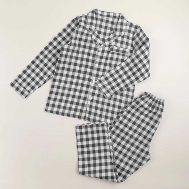 Picture of Grey Checkered Pajama Set For Kids (With Name Embroidery Option)