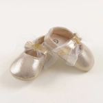 Picture of Golden Glossy Shoe With Ribbon For Baby Girl