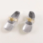 Picture of Silver Glossy Shoe With Ribbon For Baby Girl