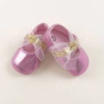 Picture of Pink Glossy Shoe With Ribbon For Baby Girl