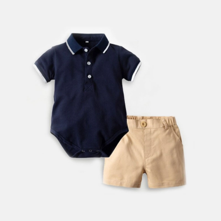 Picture of Navy And Beige Polo Baby Set For Baby Boy (With Name Embroidery Option)