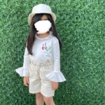 Picture of Off White Leather Shorts With Hat For Girls