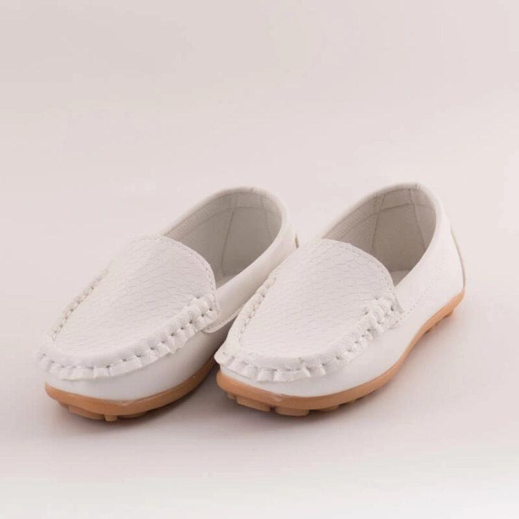 Picture of White Leather Loafer Shoes For Boys