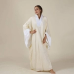 Picture of Parmesan Yellow Kimono Arabic Font Dress For Women