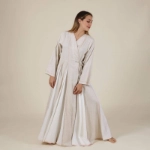 Picture of Beige And White Parallel Kaftan Dress For Women 