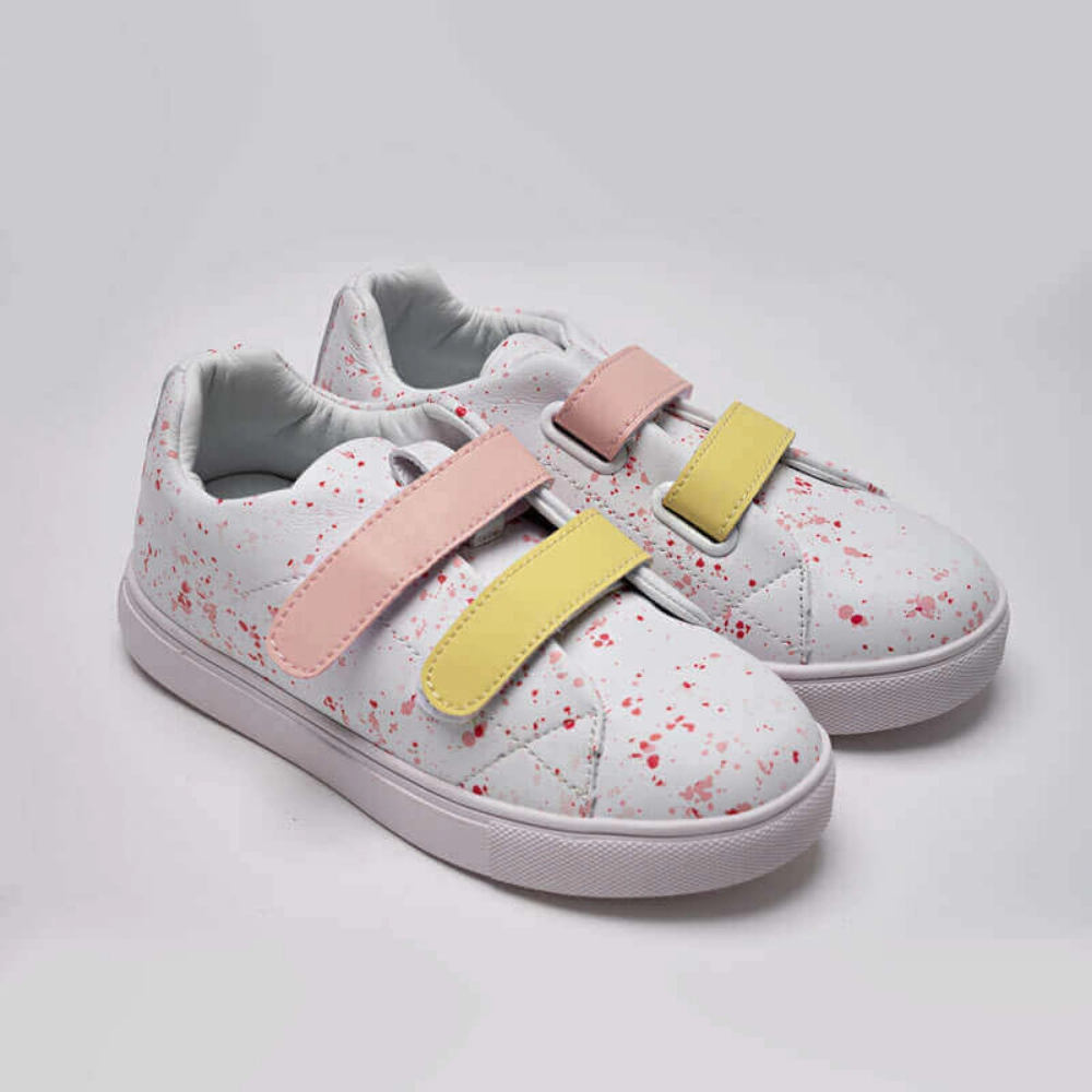 Picture of Strap Shoes For Kids DE856- Pink/Yellow
