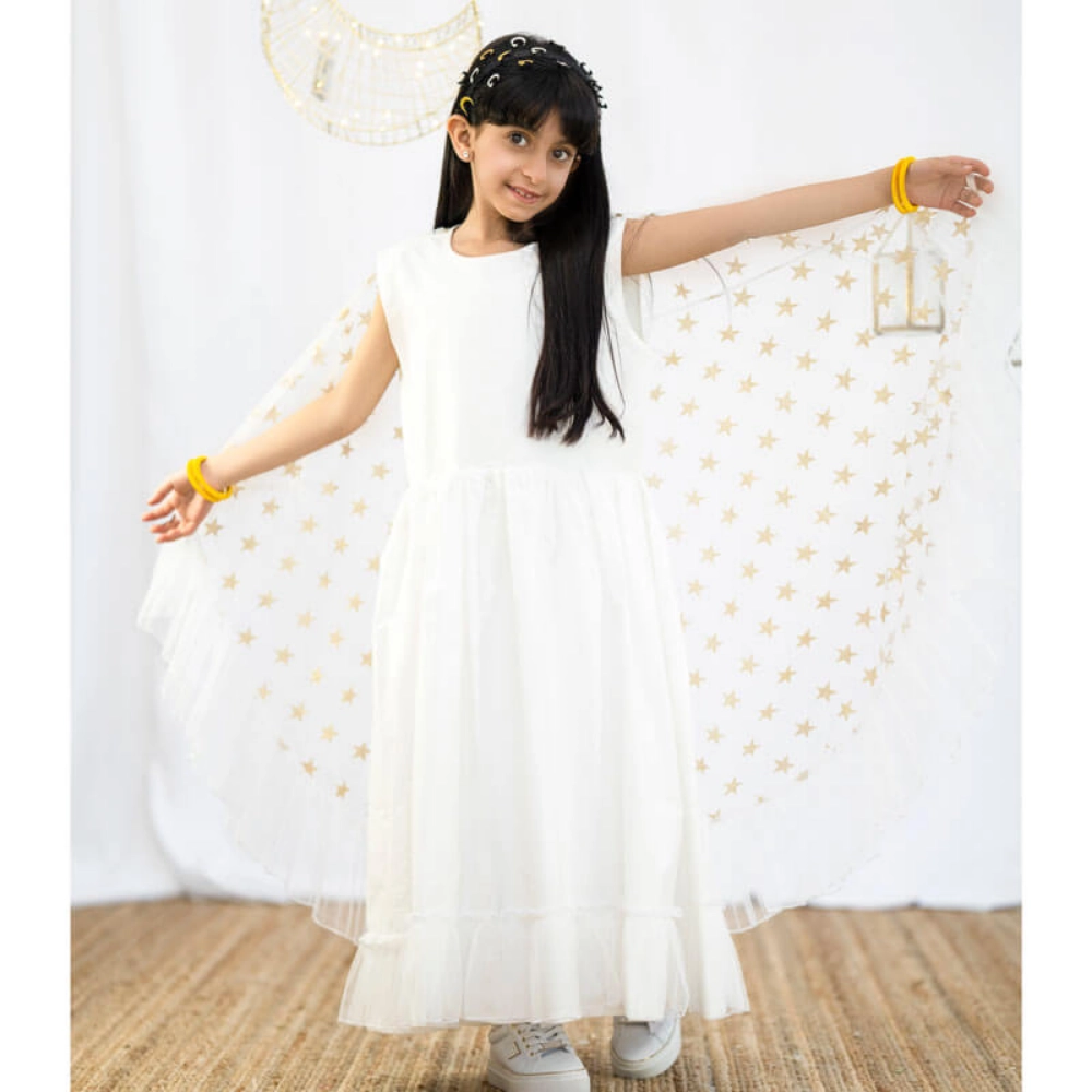 صورة درعا أبيض بالنجوم الذهبية للفتيات