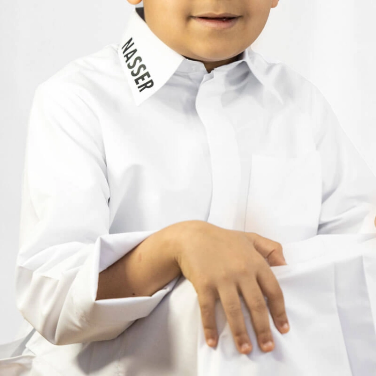 Picture of Traditional Kuwaiti Collar Dishdasha For Boys (With Name Printing Option)