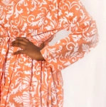 Picture of Orange And White Floral Daraa For Women