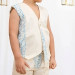 Picture of Blue Sherwal With Vest Ramadan Set For Boys (With Name Embroidery Option)