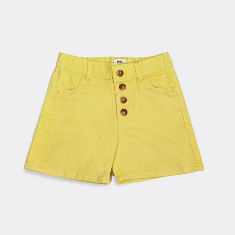 Picture of Tiya Yellow Short With Front Buttons For Kids