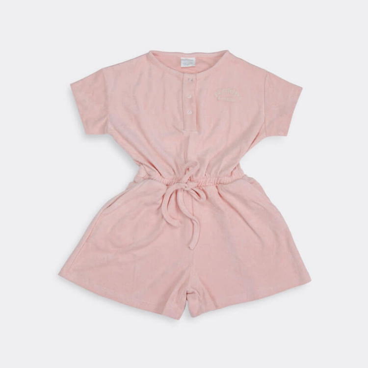صورة  (مع امكانية تطريز الاسم)تيا فستان بتصميم قماش منشفة وردية للأطفال