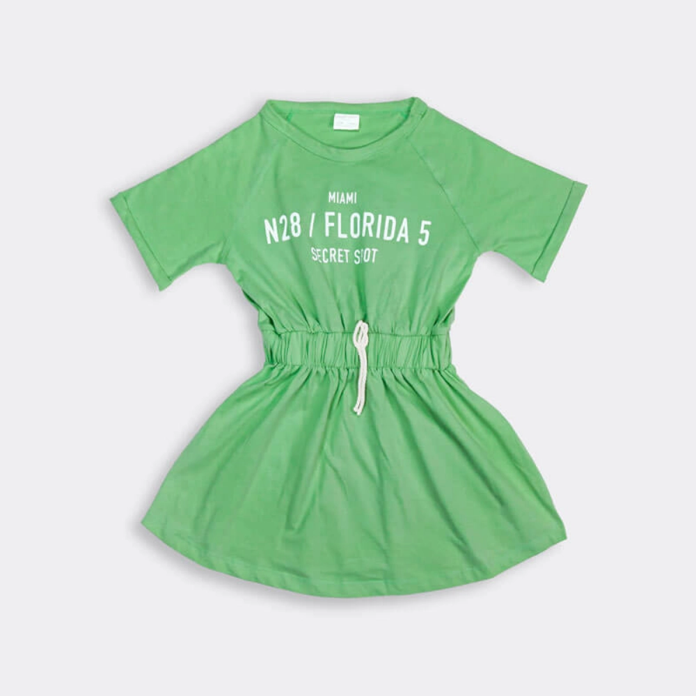 صورة تيا فستان أخضر نصف كم مع تصميم مطبوع