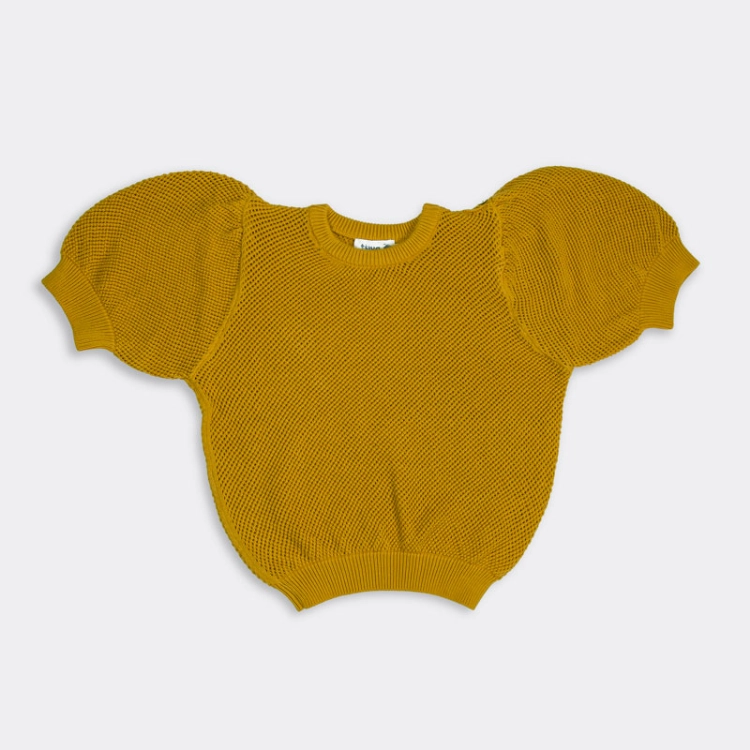 Picture of Tiya Yellow Knitted Fabric T-shirt For Girls