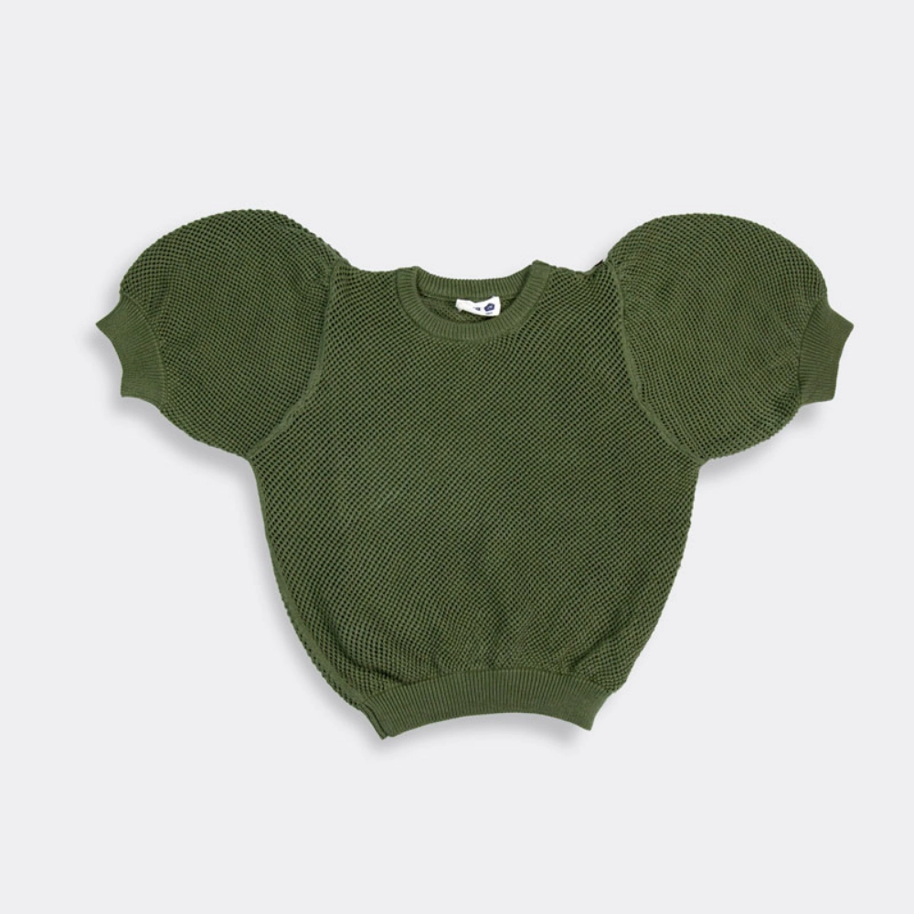 Picture of Tiya Dark Green Knitted Fabric T-shirt For Girls