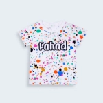 Picture of White T-Shirt With Color Spots (With Name Printing)
