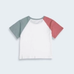 Picture of Tiya White T-shirts With Green And Red Sleeves  (With Embroidery Option)
