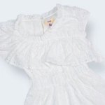 Picture of Tiya White Patterned Dress And Ruffled Front For Girls