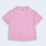 Picture of Tiya Striped Pink Pajama Set For Girls (With Embroidery Option)