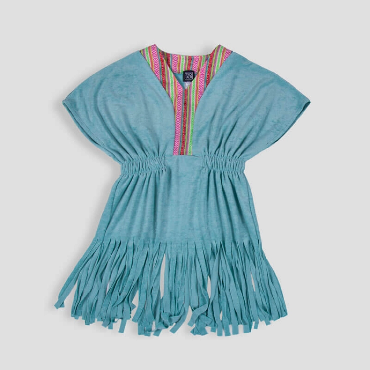 Picture of Turquoise Sadu Towel Dress For Girls (With Name Embroidery Option)