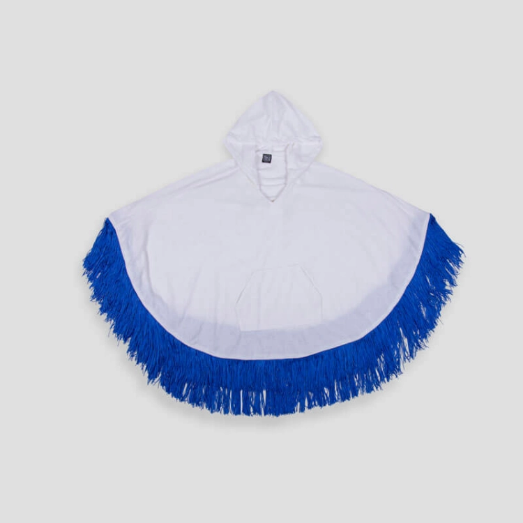 Picture of White And Blue Fringe Towel Cape For Girls (With Name Embroidery Option)