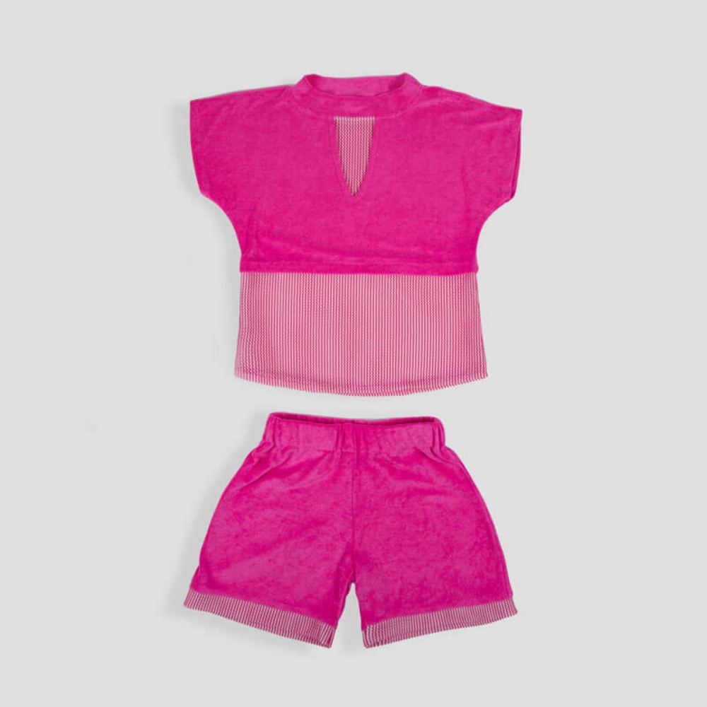 Picture of Pink Mesh Towel Set For Girls (With Embroidery Option)