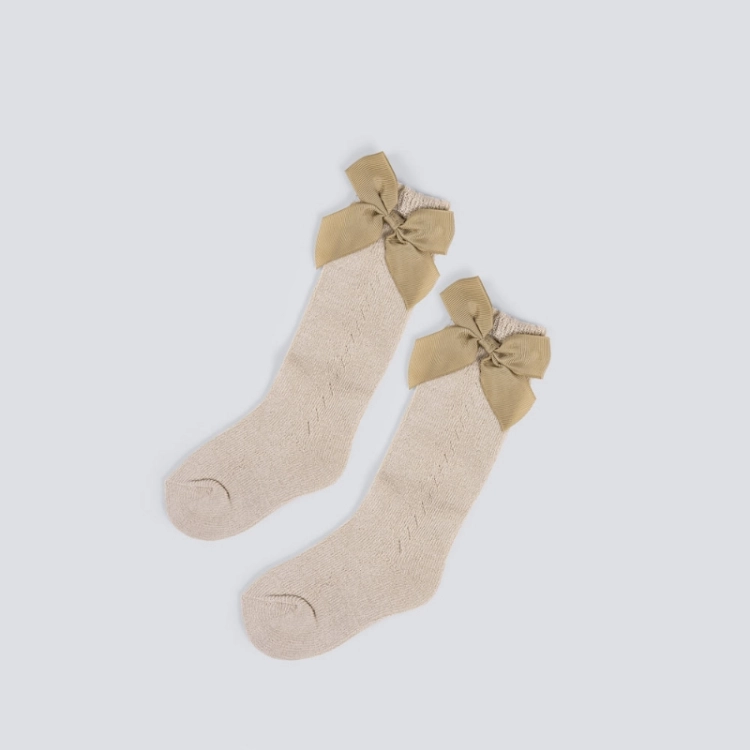 Picture of Pair Of Brown Ribbon Socks For Girls