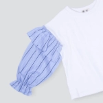 Picture of White And Blue Sleeves Top For Girls