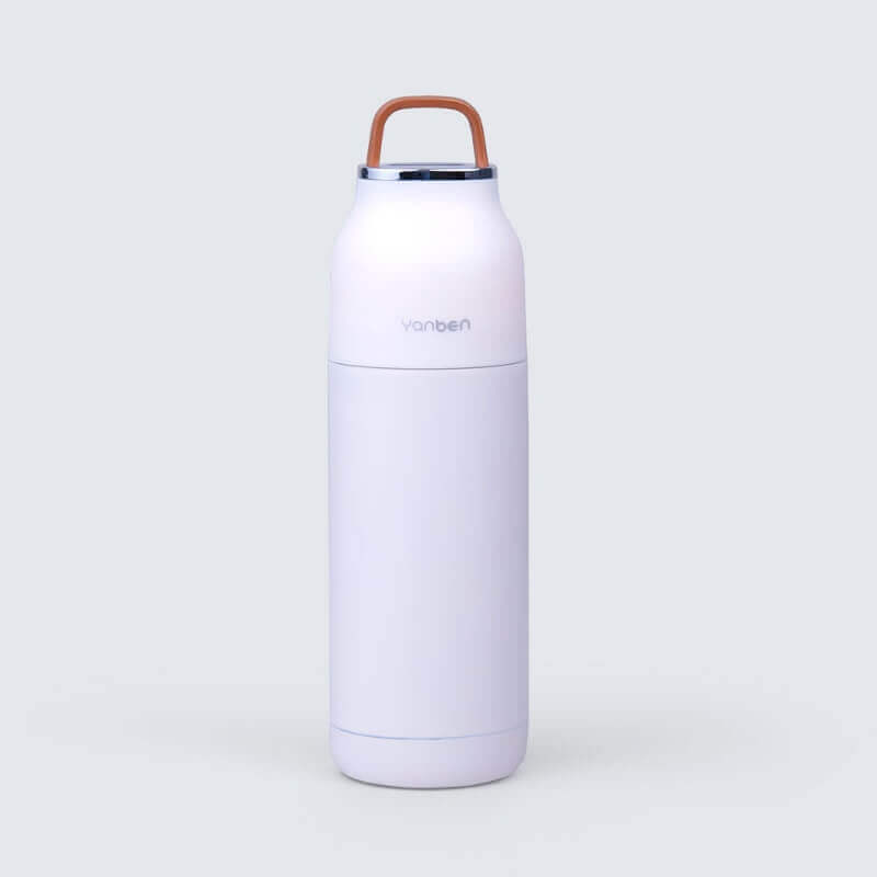 صورة White Vacuum Water Bottle - 350ml (With Name Printing Option)