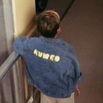 Picture of Blue Denim Jacket For Kids (With Yellow Name Embroidery Option)