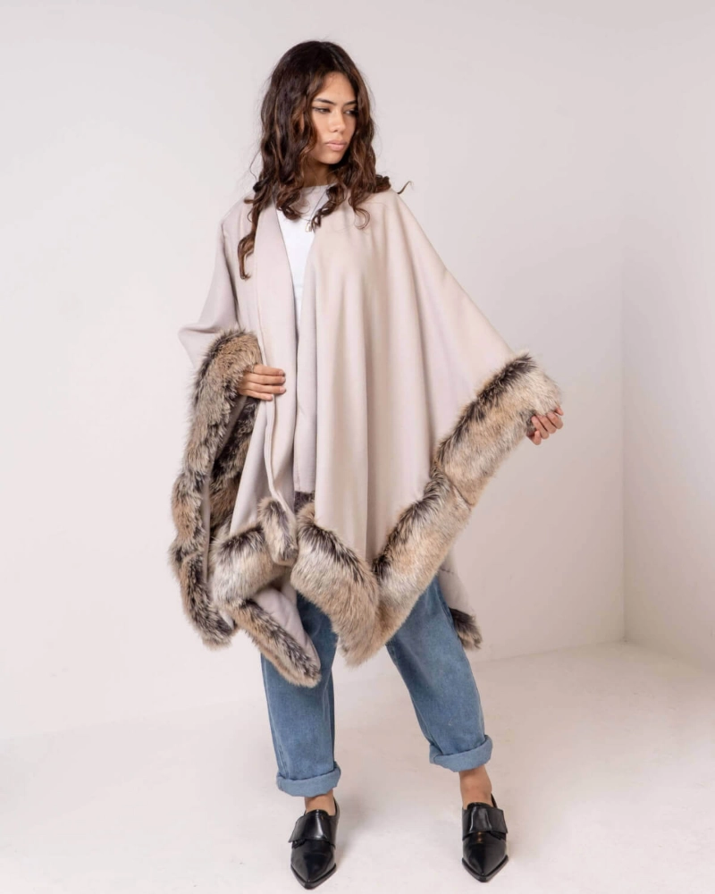 Picture of Beige Fur Eskimo Cape For Women (With Name Embroidery Option)