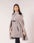Picture of Grey Cape Jacket With Black Shoulder For Women