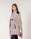 Picture of Grey Cape Jacket With Black Shoulder For Women