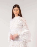Picture of White Netted Long Dress For Women