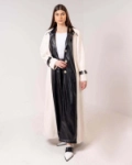 Picture of Long White Valor Jacket With Leather For Women