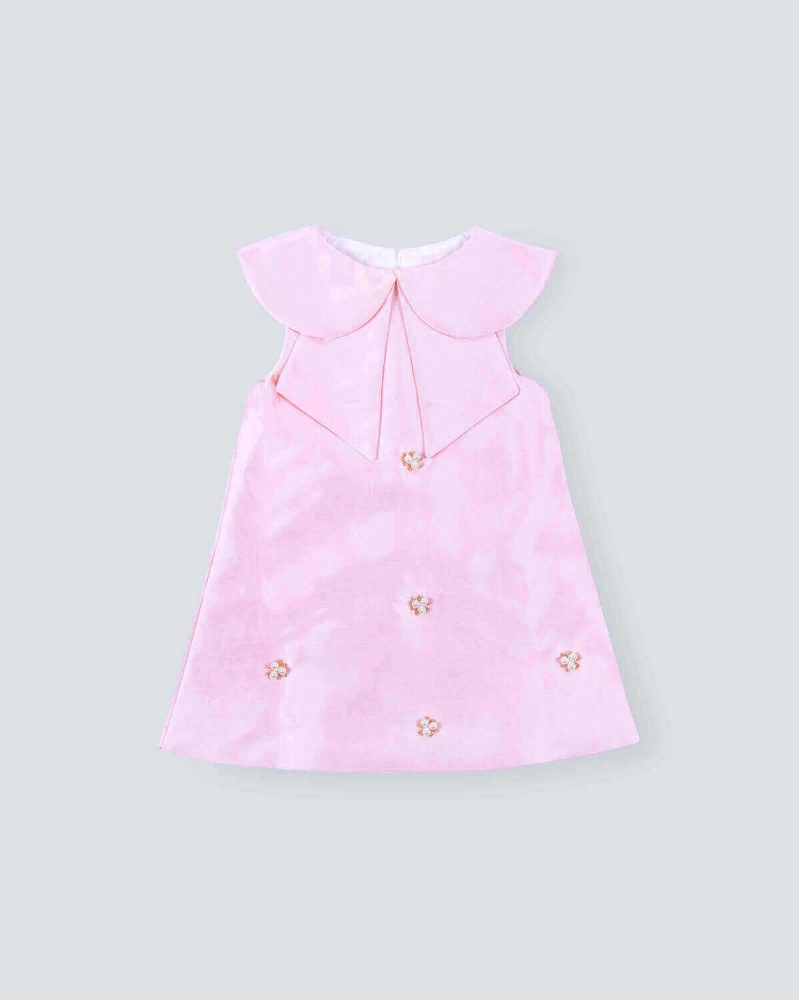 Picture of Pink Big Collar Dress For Girls