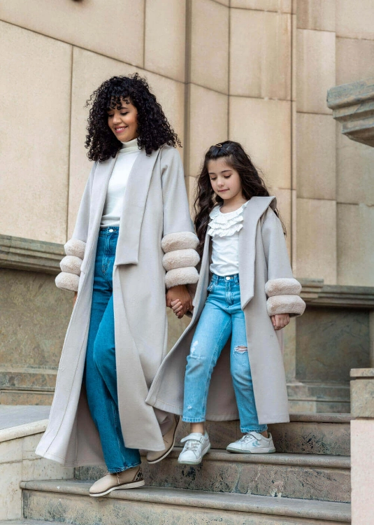 Picture of Grey Winter Furwa Puff Sleeves FW2022 (Mother Daughter Collection)